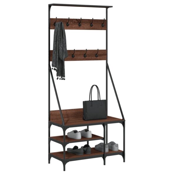 vidaXL Vešiak na šaty s botníkom hnedý dub 80x40x184 cm – Obrázok 3