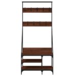 vidaXL Vešiak na šaty s botníkom hnedý dub 80x40x184 cm – Obrázok 4