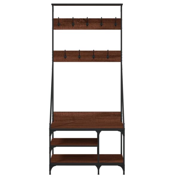 vidaXL Vešiak na šaty s botníkom hnedý dub 80x40x184 cm – Obrázok 4