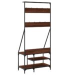 vidaXL Vešiak na šaty s botníkom hnedý dub 80x40x184 cm – Obrázok 6
