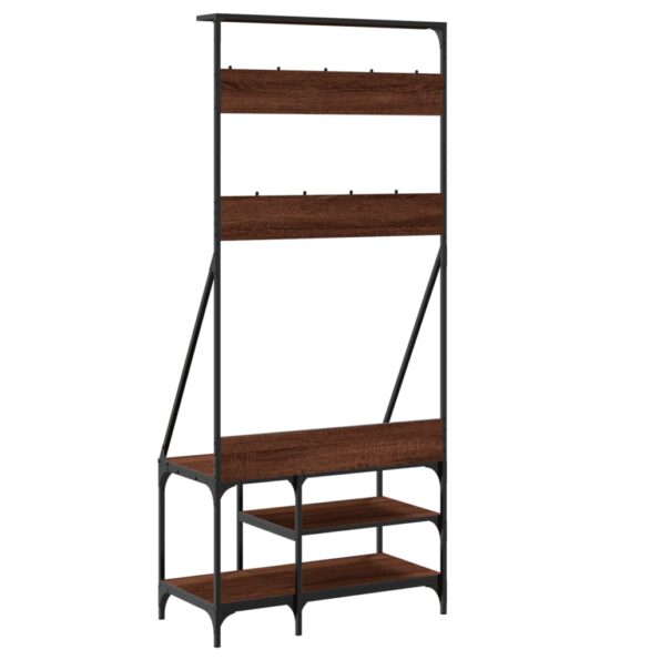 vidaXL Vešiak na šaty s botníkom hnedý dub 80x40x184 cm – Obrázok 6