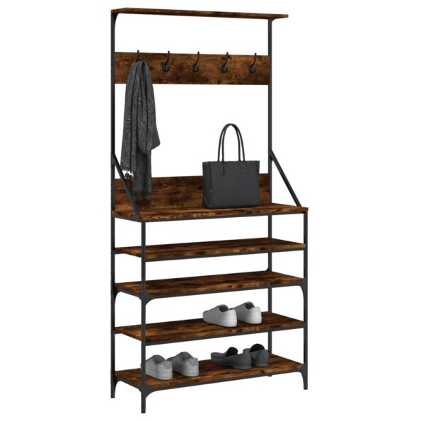 vidaXL Vešiak na šaty s botníkom dymový dub 90x34x184 cm – Obrázok 3