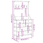vidaXL Vešiak na šaty s botníkom dymový dub 90x34x184 cm – Obrázok 9