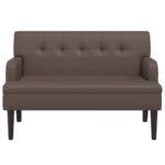 vidaXL Lavička s operadlom hnedá 112x65,5x75 cm umelá koža – Obrázok 3
