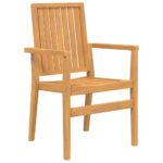 vidaXL Stohovateľné záhradné stoličky 8 ks 56,5x57,5x91 cm masívny tík – Obrázok 3