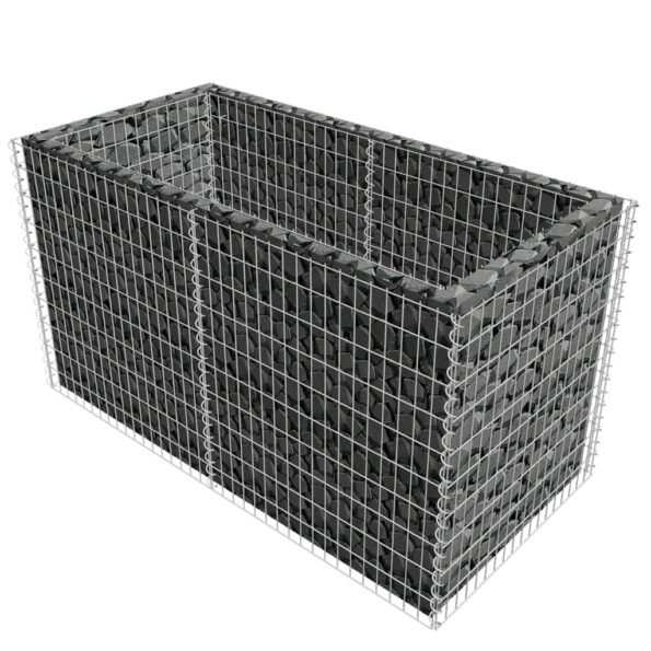 vidaXL Gabiónový vyvýšený záhon, oceľ 180x90x100 cm, strieborný – Obrázok 3