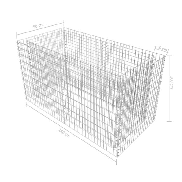 vidaXL Gabiónový vyvýšený záhon, oceľ 180x90x100 cm, strieborný – Obrázok 7