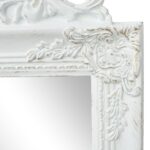 vidaXL Samostatne stojace zrkadlo v barokovom štýle 160x40 cm, biele – Obrázok 4