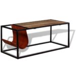 vidaXL Konferenčný stolík s držiakom na časopisy z pravej kože, 110x50x45 cm – Obrázok 3