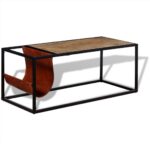 vidaXL Konferenčný stolík s držiakom na časopisy z pravej kože, 110x50x45 cm – Obrázok 4