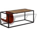 vidaXL Konferenčný stolík s držiakom na časopisy z pravej kože, 110x50x45 cm – Obrázok 5