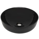 vidaXL Umývadlo keramické okrúhle čierne 41,5x13,5 cm – Obrázok 2