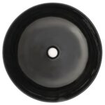 vidaXL Umývadlo keramické okrúhle čierne 41,5x13,5 cm – Obrázok 3