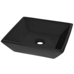 vidaXL Štvorcové keramické umývadlo čierne 41,5x41,5x12 cm – Obrázok 2
