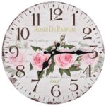 vidaXL Vintage nástenné hodiny, kvety 30 cm – Obrázok 2