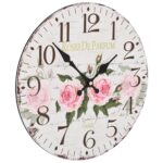 vidaXL Vintage nástenné hodiny, kvety 30 cm – Obrázok 4