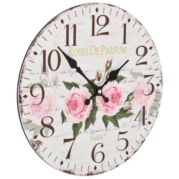 vidaXL Vintage nástenné hodiny, kvety 30 cm – Obrázok 4
