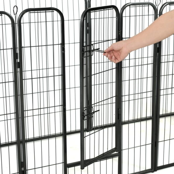 vidaXL Oceľová ohrádka pre psov s 8 panelmi 80x100 cm čierna – Obrázok 2