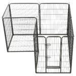 vidaXL Oceľová ohrádka pre psov s 8 panelmi 80x100 cm čierna – Obrázok 4