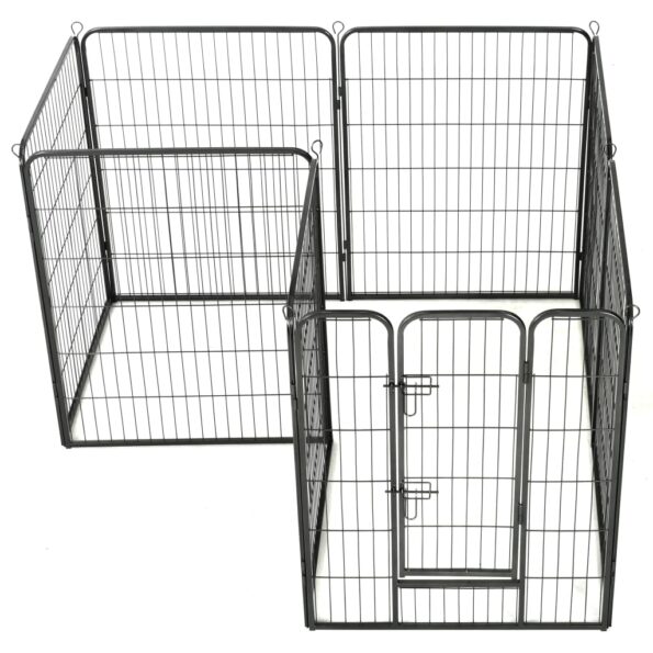 vidaXL Oceľová ohrádka pre psov s 8 panelmi 80x100 cm čierna – Obrázok 4