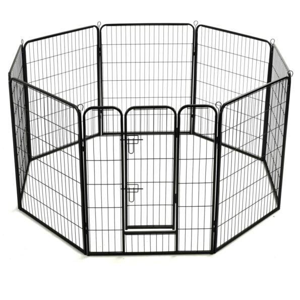 vidaXL Oceľová ohrádka pre psov s 8 panelmi 80x100 cm čierna – Obrázok 5