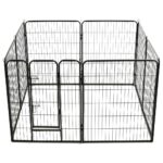 vidaXL Oceľová ohrádka pre psov s 8 panelmi 80x100 cm čierna – Obrázok 6