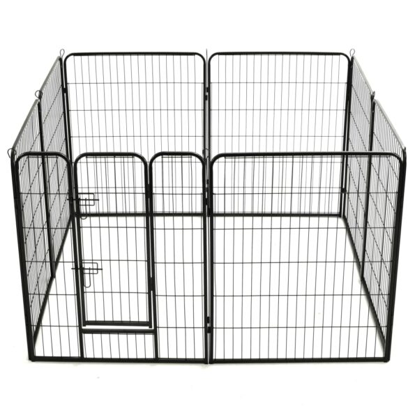 vidaXL Oceľová ohrádka pre psov s 8 panelmi 80x100 cm čierna – Obrázok 6