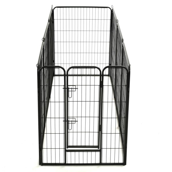 vidaXL Oceľová ohrádka pre psov s 8 panelmi 80x100 cm čierna – Obrázok 7