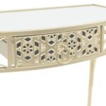 vidaXL Bočný stolík vo francúzskom štýle kovový 82x39x76 cm zlatý – Obrázok 5