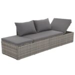 vidaXL Záhradná posteľ sivá 195x60 cm polyratan – Obrázok 3
