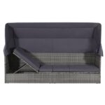vidaXL Záhradná posteľ so strieškou sivá 205x62 cm polyratanová – Obrázok 3