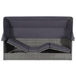 vidaXL Záhradná posteľ so strieškou sivá 205x62 cm polyratanová – Obrázok 4