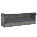vidaXL Záhradná posteľ so strieškou sivá 205x62 cm polyratanová – Obrázok 7