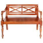 vidaXL Lavička Batavia 98 cm, mahagónový masív, tmavohnedá – Obrázok 2