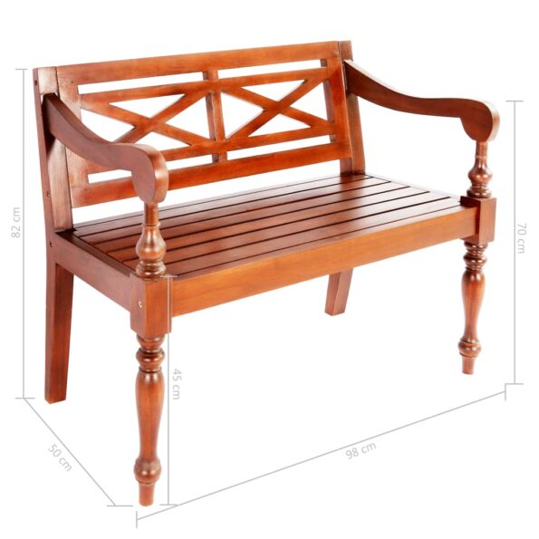 vidaXL Lavička Batavia 98 cm, mahagónový masív, tmavohnedá – Obrázok 6