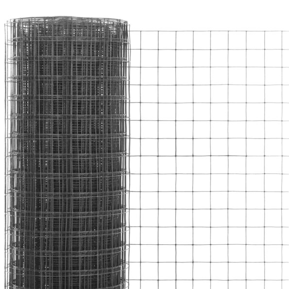 vidaXL Drôtené pletivo, oceľ potiahnutá PVC 25x0,5 m, sivé – Obrázok 3