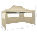 vidaXL Skladací stan s 3 stenami, 3x4,5 m, krémový – Obrázok 9