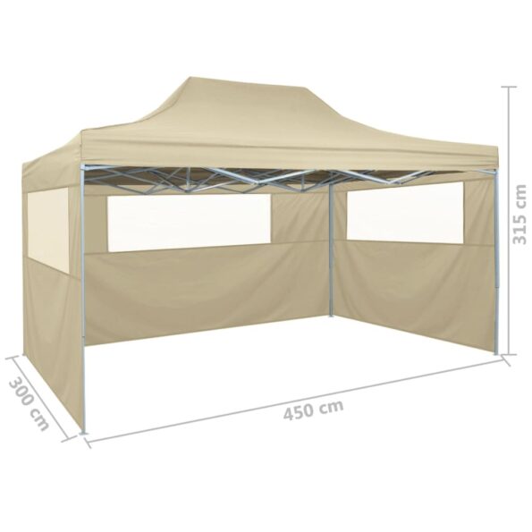 vidaXL Skladací stan s 3 stenami, 3x4,5 m, krémový – Obrázok 9