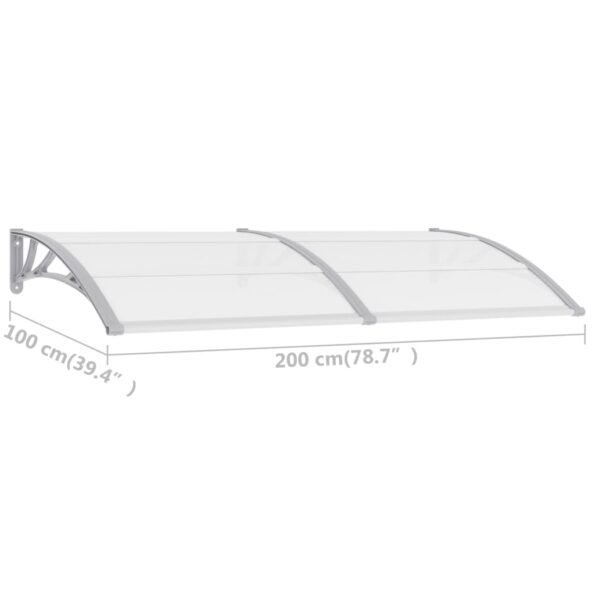 vidaXL Vchodová strieška, sivá 200x100 cm, PC – Obrázok 6