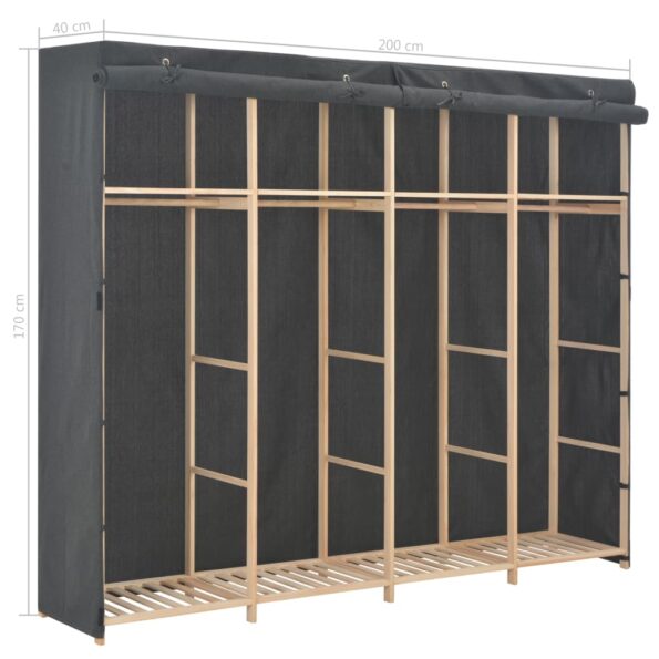 vidaXL Šatník sivý 200x40x170 cm látkový – Obrázok 6