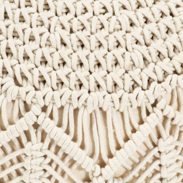 vidaXL Ručne vyrobená taburetka macrame 45x30 cm, bavlna – Obrázok 2