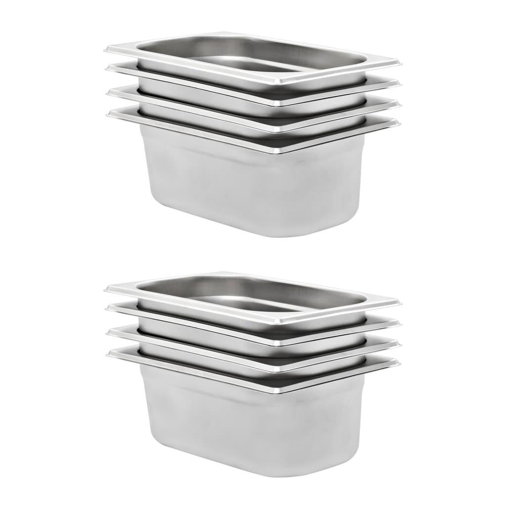 VXL8718475740940_a_en_hd_1.jpg vidaXL Gastronádoby 8 ks, GN 1/4, 100 mm, nehrdzavejúca oceľ – Obrázok 1