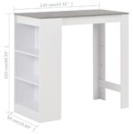 vidaXL Barový stôl s poličkou biely 110x50x103 cm – Obrázok 6