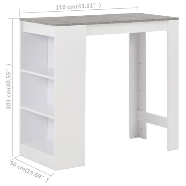 vidaXL Barový stôl s poličkou biely 110x50x103 cm – Obrázok 6