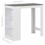 vidaXL Barový stôl s poličkou biely 110x50x103 cm – Obrázok 6