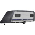 vidaXL Ochranná plachta na karavan, sivá, veľkosť S