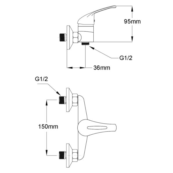 vidaXL Sprchová batéria, chróm – Obrázok 7
