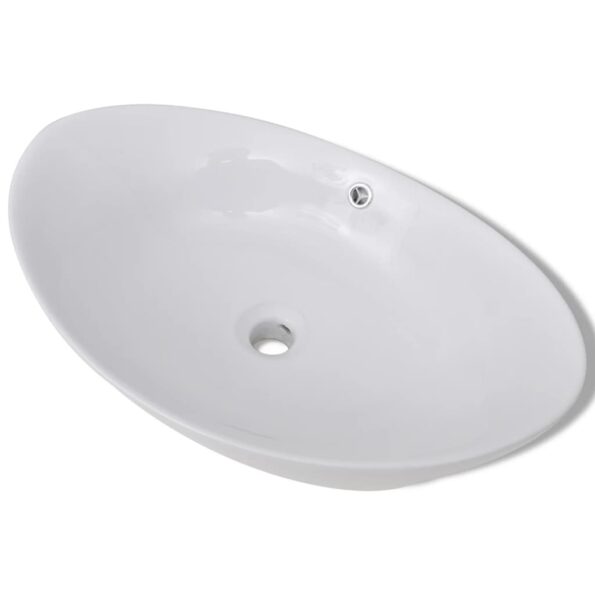 Luxusné keramické umývadlo, oválny tvar, s prietokom, 59 x 38,5 cm – Obrázok 2