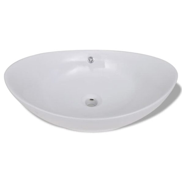 Luxusné keramické umývadlo, oválny tvar, s prietokom, 59 x 38,5 cm – Obrázok 3