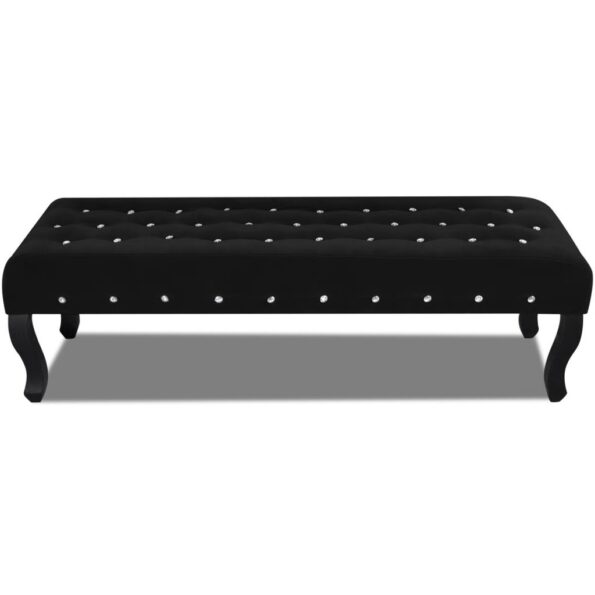 vidaXL Čierna lavička, zamatová látka s krištáľovými gombíkmi – Obrázok 3